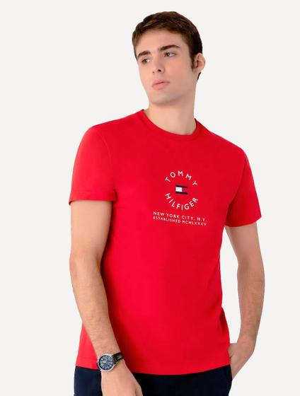 Imagem de Camiseta Tommy Hilfiger Masculina Roundall Graphic Tee Vermelha