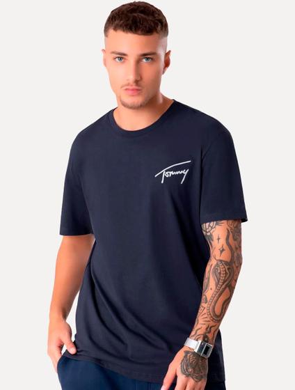 Imagem de Camiseta Tommy Jeans Masculina Embroidered Signature Azul Marinho