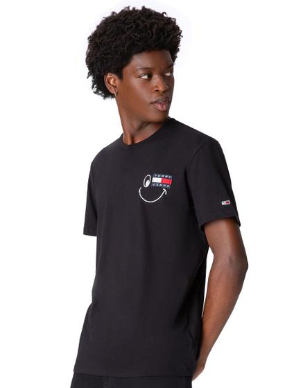 Imagem de Camiseta Tommy Jeans Masculina Smiley Badge Graphic Preta