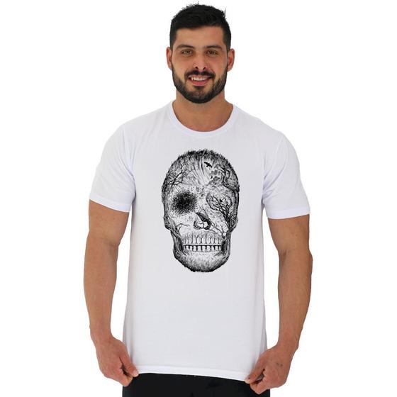 Imagem de Camiseta Tradicional Manga Curta MXD Conceito Forest Skull Caveira Floresta Noturna