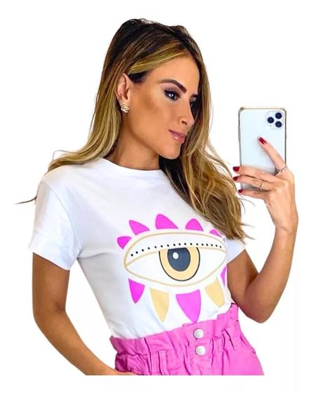 Imagem de Camiseta Tshirt Feminina Algodão Premium Olho Grego Luxo