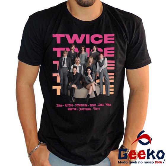 Imagem de Camiseta Twice 100% Algodão K-pop Once Banda Colorida Geeko