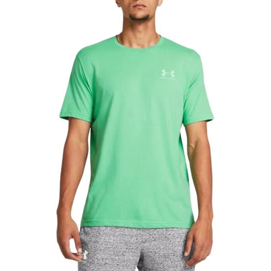 Imagem de Camiseta Under Armour Sportstyle Left Chest SS Verde e Branco - Masculino