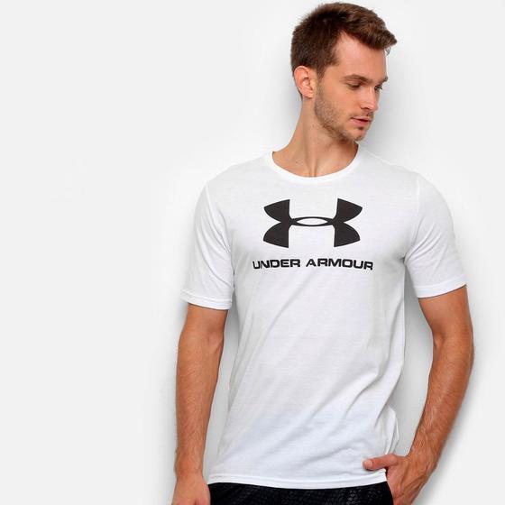 Imagem de Camiseta Under Armour Sportstyle Logo 19 Masculina - Branco e Preto