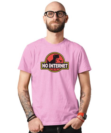 Imagem de Camiseta Unisses "No Internet" Dinossauro Pixels