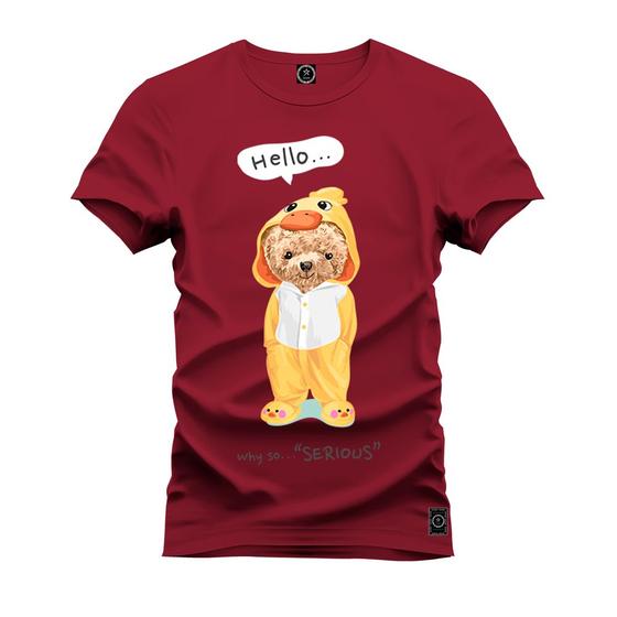 Imagem de Camiseta Unissex 100% Algodão Estampada Premium Urso Hello 