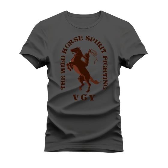 Imagem de Camiseta Unissex Algodão Estampada Confortável The Wild Horse