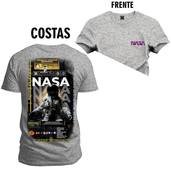 Imagem de Camiseta Unissex Algodão Estampada Folha Spacial Frente Costas