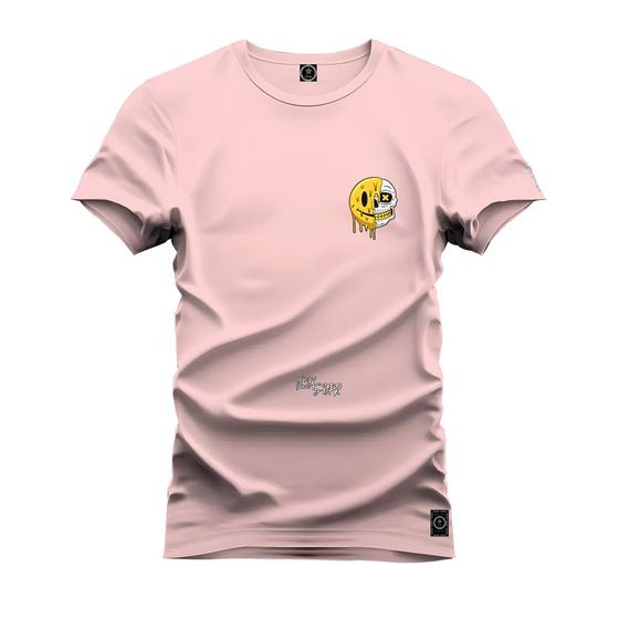 Imagem de Camiseta Unissex Algodão Estampada Premium Confortável Caveira Emoji Peito