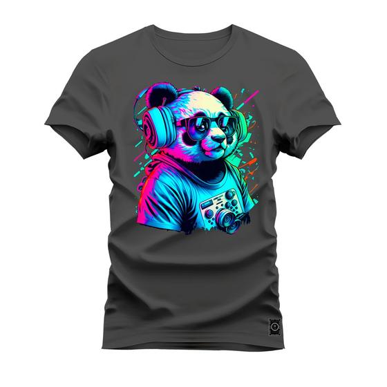 Imagem de Camiseta Unissex Algodão Estampada Premium Confortável Panda Show