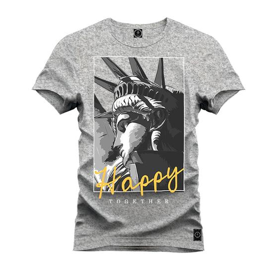 Imagem de Camiseta Unissex Algodão Premium Estampada Happy Estatua