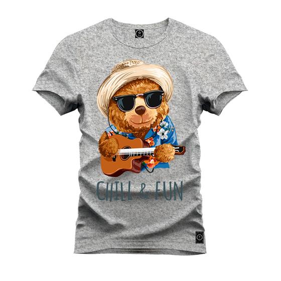 Imagem de Camiseta Unissex Algodão Premium Estampada Urso Paz E Violão