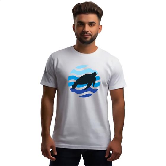 Imagem de Camiseta Unissex Animais marinhos tartaruga silhueta sunset