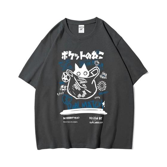 Imagem de Camiseta Unissex com Estampa de Gato Kawaii - Estilo Harajuku