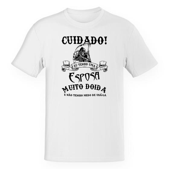 Imagem de Camiseta Unissex  Cuidado Esposa Doida