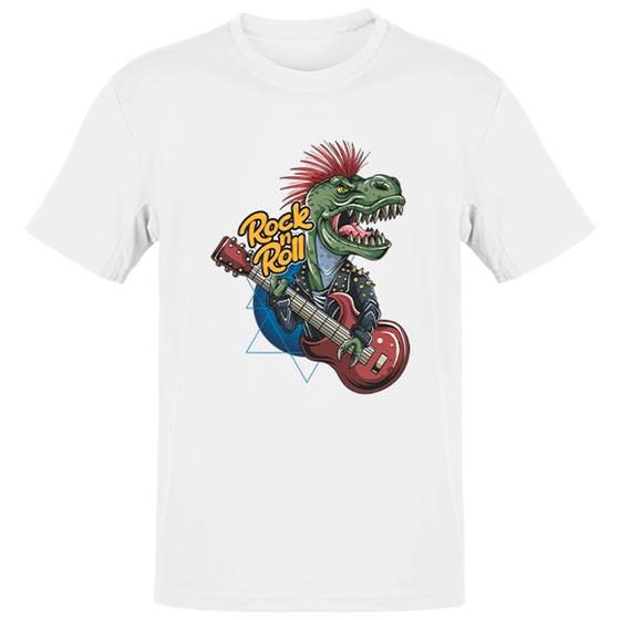 Imagem de Camiseta Unissex Dinossauro Rock and Roll Guitarra