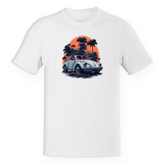 Imagem de Camiseta Unissex Divertida Fusca Branco Sunset