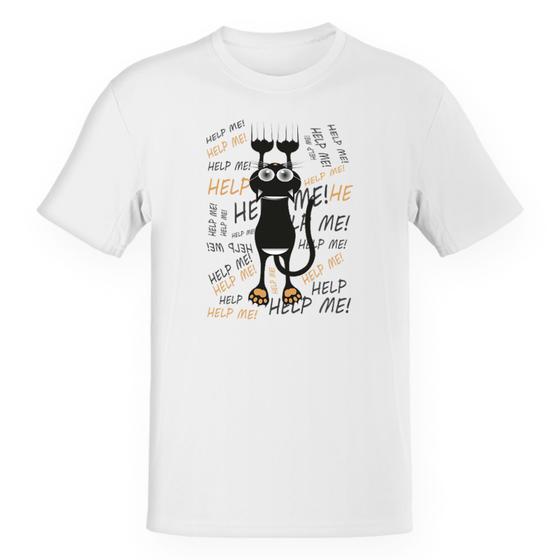 Imagem de Camiseta Unissex Divertida Gato Cat Help Socorro