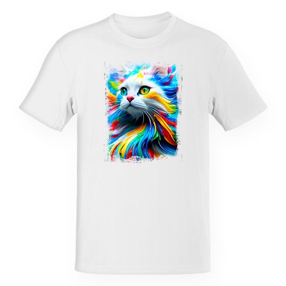 Imagem de Camiseta Unissex Divertida Gato Splash Art Color