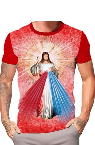 Imagem de Camiseta Unissex Jesus Misericordioso Estampada Malha Fria