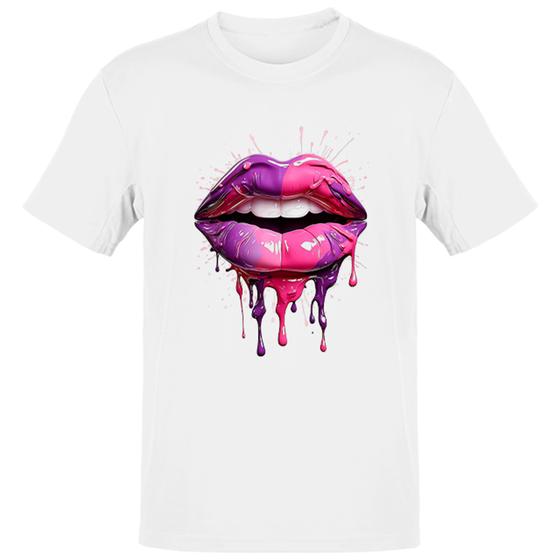 Imagem de Camiseta Unissex Labios pink e purpura derretendo