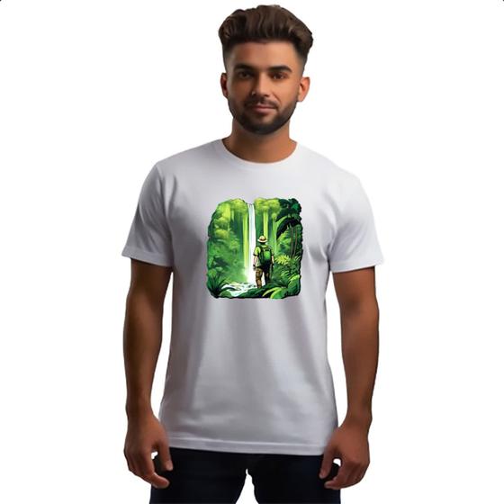 Imagem de Camiseta Unissex Mochileiro aventureiro natureza cachoeira