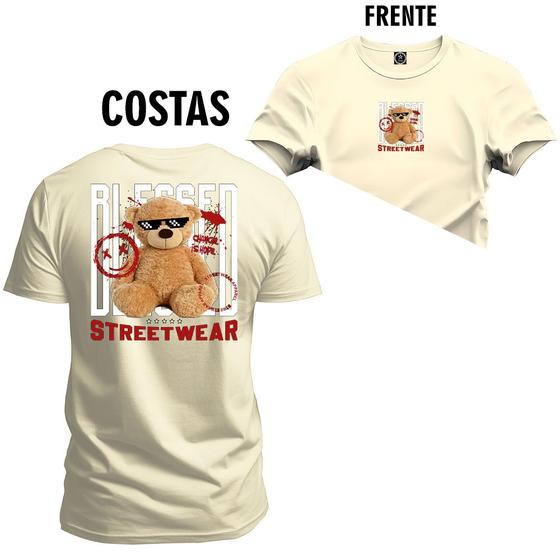 Imagem de Camiseta Unissex T-Shirt 100% Algodão Estampada Urso Bleased Frente e Costas