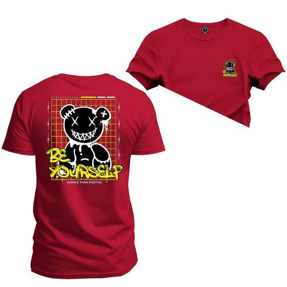 Imagem de Camiseta Urso Be Xovenete Frente e Costas Varias Cores Estampada Confortável