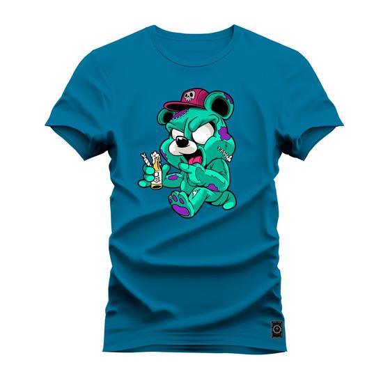 Imagem de Camiseta Urso Louco Estampada Algodão Confortável 30.1 Penteada