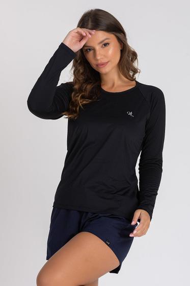 Imagem de Camiseta UV DRY Raglan Manga Longa Feminina Preto