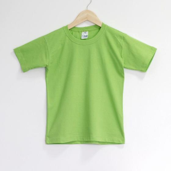 Imagem de camiseta verde limão infantil lisa unissex algodão tamanhos 2 a 16