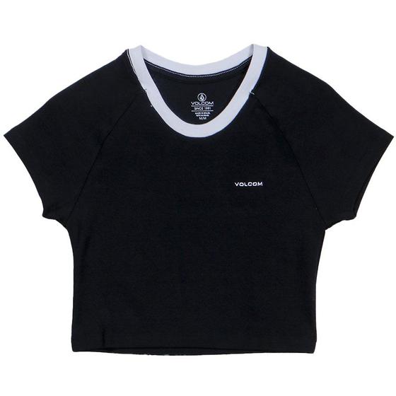 Imagem de Camiseta Volcom Lil Volcom Cropped Preto/Branco