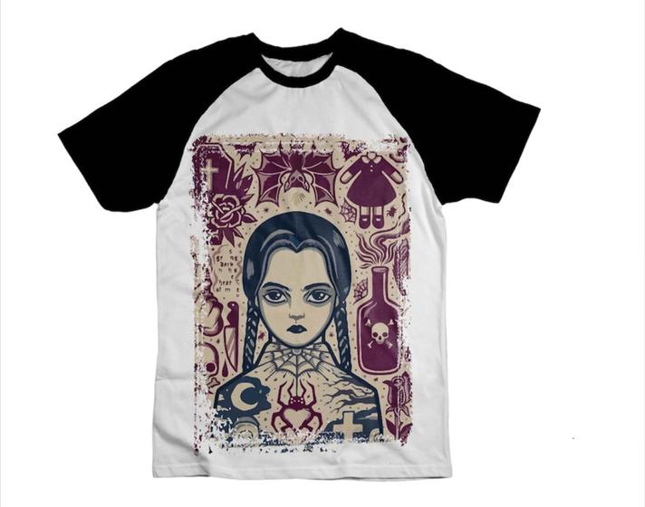 Imagem de Camiseta Wandinha Addams Família Addams Blusa Adulto Unissex Sf303 BM