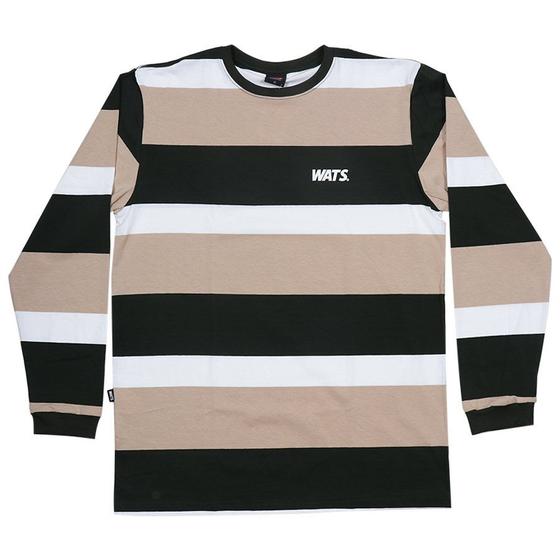 Imagem de Camiseta Wats Logo M/L Listra Cáqui/Off White/Verde