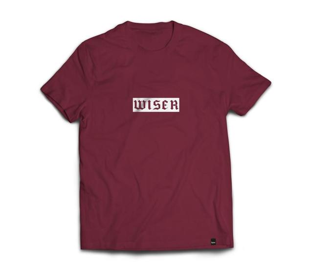 Imagem de Camiseta Wiser Masculina 100% Algodão Vinho - Branco