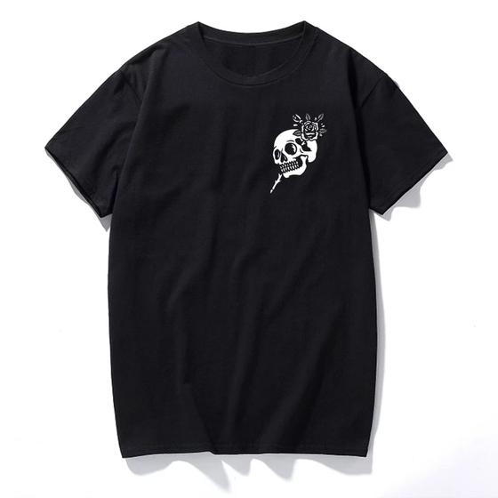 Imagem de Camisetas Estampadas Thug Life T-shirt Smile Skull Dead Inside Blusa Skull Roses Unissex Algodão