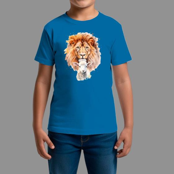 Imagem de Camisetas Infatil Básica Masculina Casual Confortável Manga Curta Leon Cabra