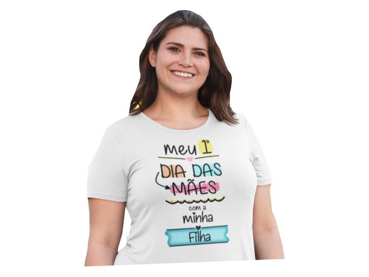 Imagem de Camisetas Mãe Dia das Mães Meu primeiro dia das Mães com meu Filho Filha Branca