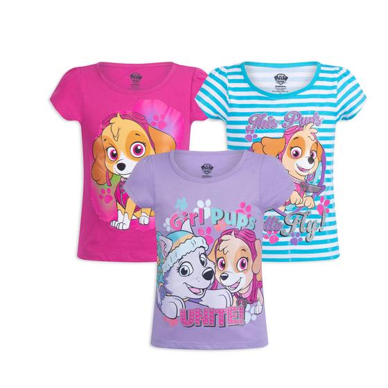 Imagem de Camisetas Paw Patrol Nickelodeon Skye e Everest, pacote com 3 camisetas para meninas