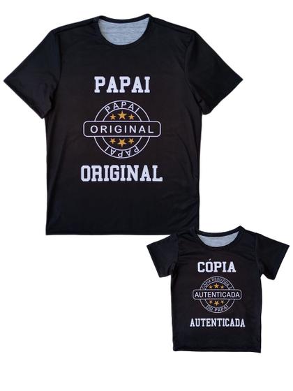 Imagem de Camisetas Tal Pai Tal Filho Kit 2 Peças Adulto e Infantil Papai Tamanho Especial Plus Size