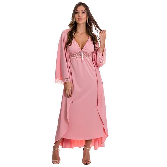 Camisola Amamentação Maternidade Longa com Robe Gestante Estilo Sedutor - ES216-219 Menor preço em Camisola Amamentação Maternidade Longa com Robe Gestante Estilo Sedutor - ES216-219