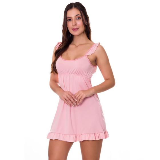 Imagem de Camisola Babado Pijama Confortável em Microfibra Estilo Sedutor - VF67