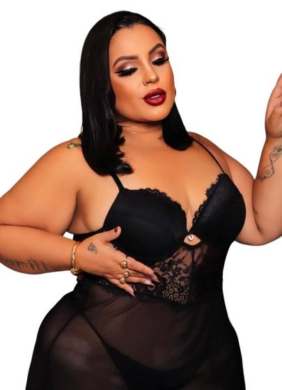 Imagem de Camisola c/ Calcinha- Plus Size- Sexy- Com Renda Francesa