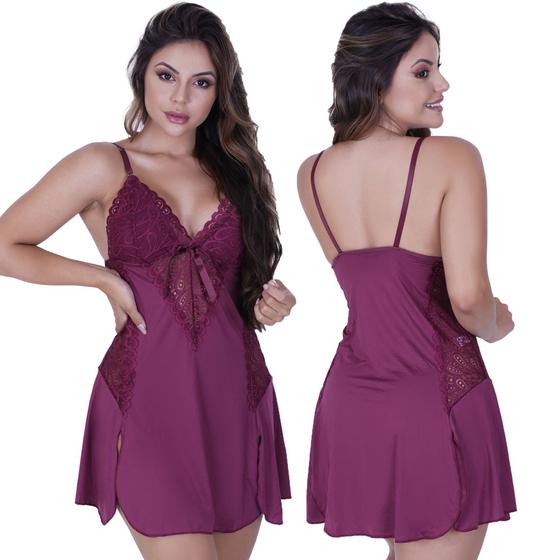 Imagem de Camisola Fabiana de Microfibra Light e Renda Feminino
