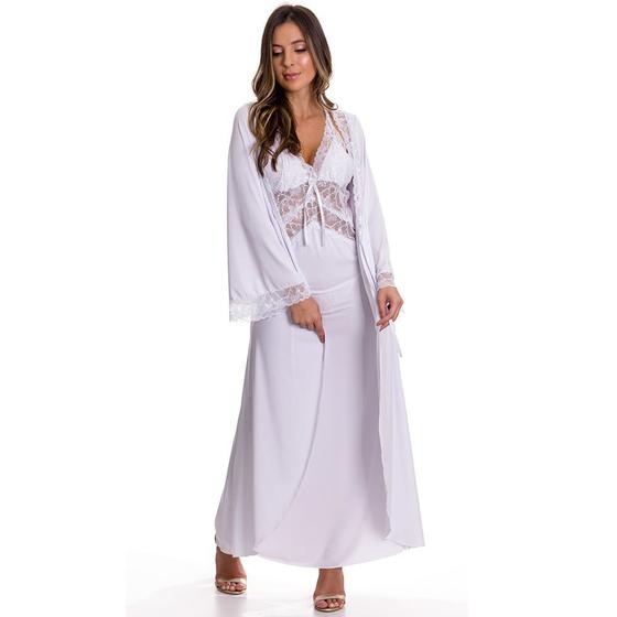 Imagem de Camisola Longa com Robe Luxo Lua de Mel Moda de Baixo - ES214-219