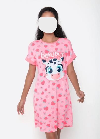 Imagem de Camisola Manga Curta Viscolycra Feminino Vaca Romântica Puket