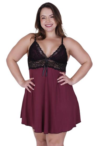 Imagem de Camisola Plus Size Bicolor Lingerie Roupa de Dormir - CAMISOLA SHEYLA