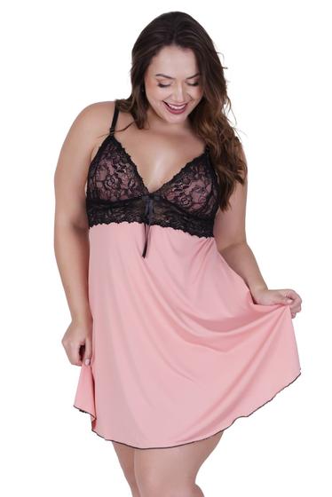 Imagem de Camisola Plus Size Bicolor Lingerie Roupa de Dormir - CAMISOLA SHEYLA