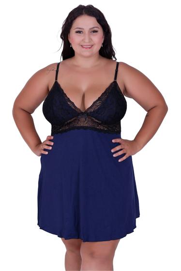 Imagem de Camisola Plus Size Detalhe Renda Bicolor -c8 SHEYLA