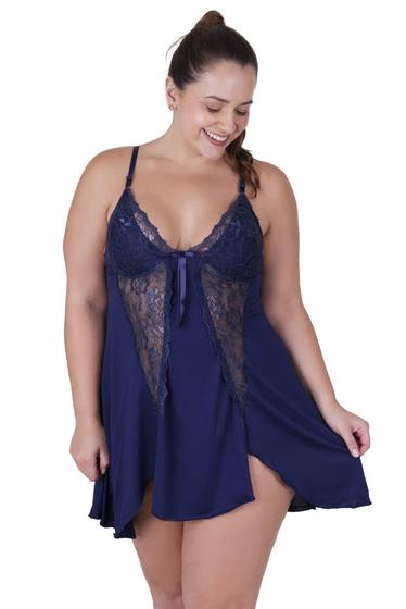 Imagem de Camisola Plus Size Fenda Detalhe Renda - BIA